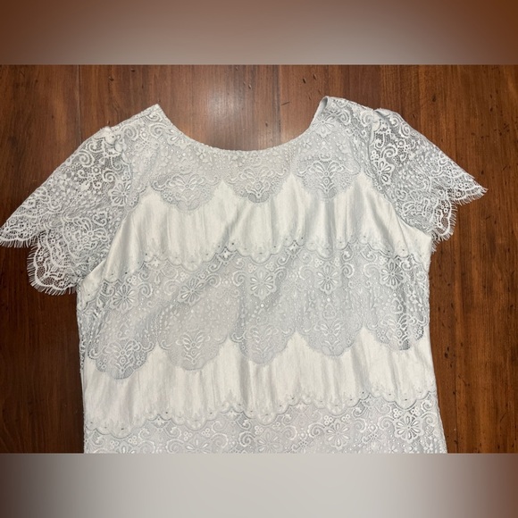 Sundance Northern Sky Shift Dress Size XXL Light Blue Layered Lace Wedding EUC - Picture 3 of 10